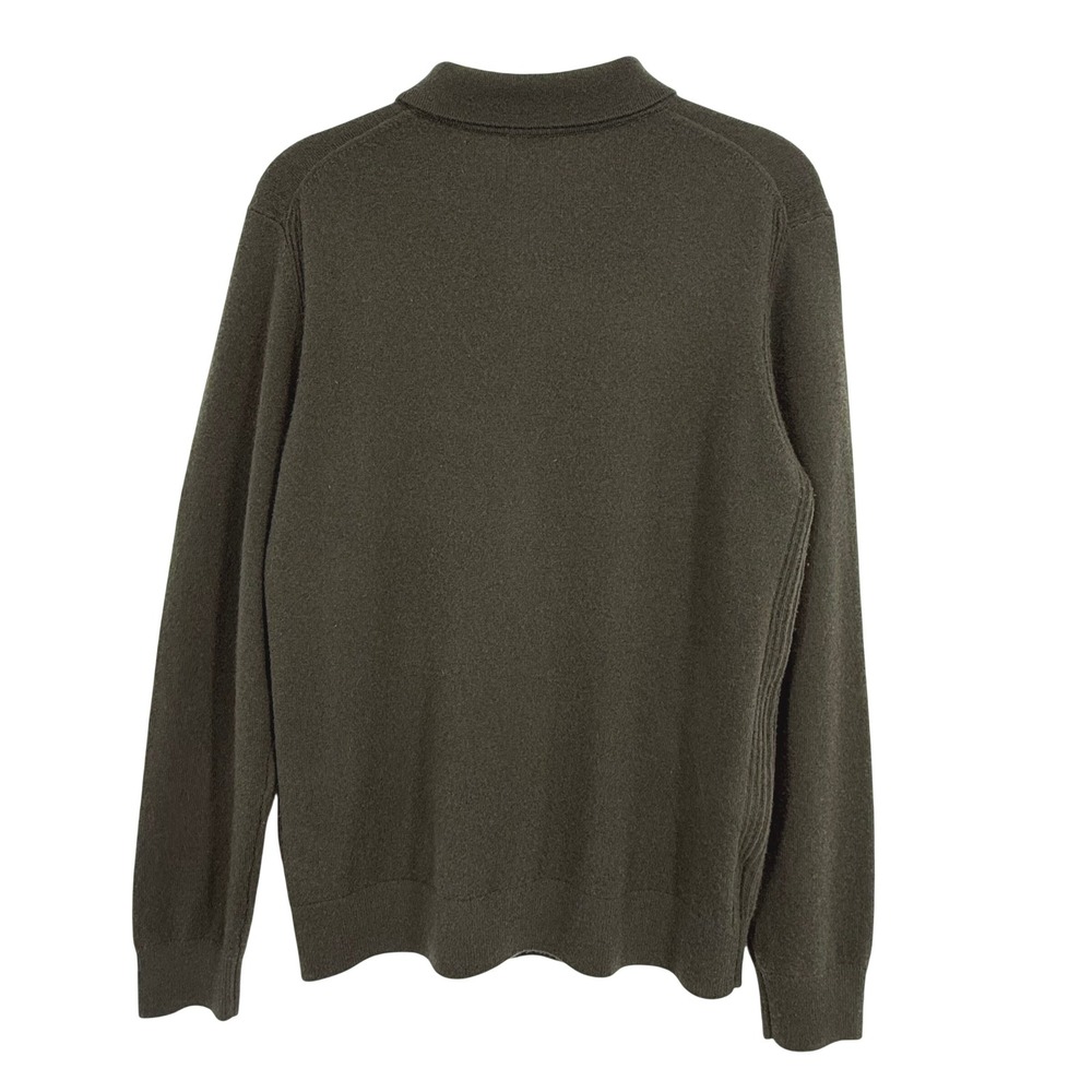 Todd Snyder 100% Cashmere Polo Sweater Mens Medium Olive Green Cardigan - Picture 2 of 8